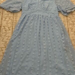 Elegant Light Blue Midi Dress